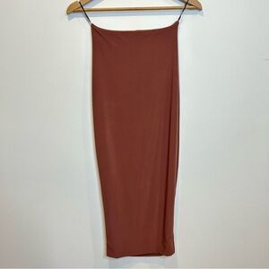 Blanc Body-Con High Waist Midi Skirt Rusty Rose